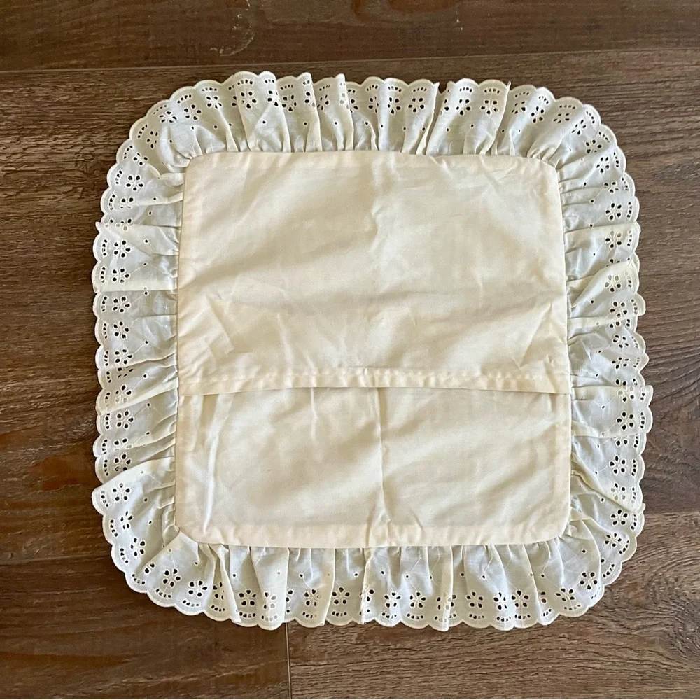 Elegant Cream and Green Holiday Pillow 15/16 inches